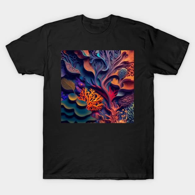 Root and Leaf Deep Sea Pattern - Oceanic Delight T-Shirt by JojoArtEvo